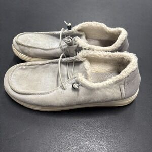 Hey Dude Wendy Corduroy Gray Womens Slip On Comfort Shoes‎ Size 7